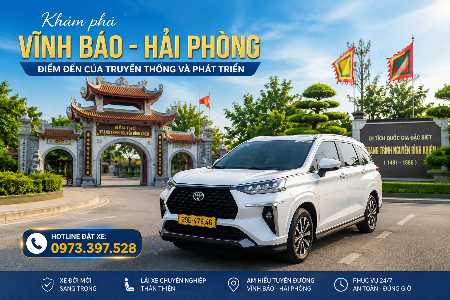 Xe 7 chỗ Vĩnh Bảo phục vụ du lịch
